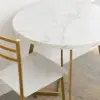 Round Dining Room Table with Wood Grain Tabletop and Steel Frame, for Kitchen, Living Room, Office, Conference, 2 to 4 Person 4