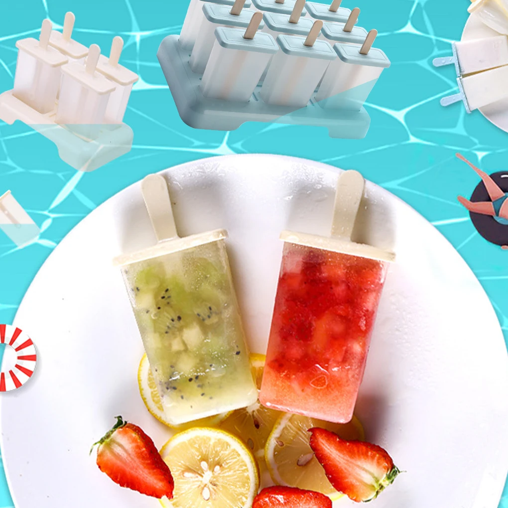 Description Picture 2 of itemIce Cream Mold DIY Ice Stick Maker PP Plastic Mould Kitchen Tool, 9 Grids, Blue, with Wooden Sticks