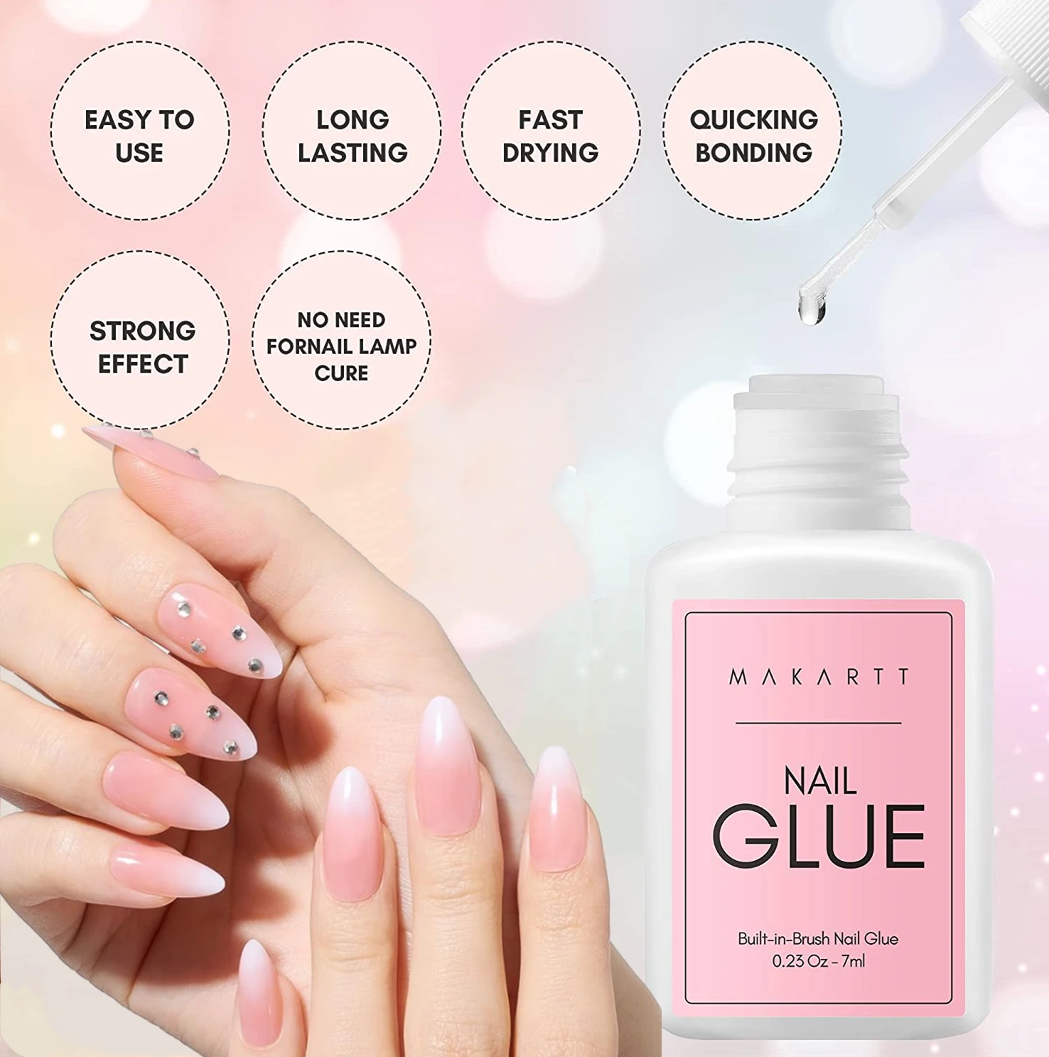 500Pcs Clear Stiletto Nail Tips with Nail Glue Gel for Fake Nails , Press on Nails , Adhesive Super Bond For Acrylic Nails Tips 2