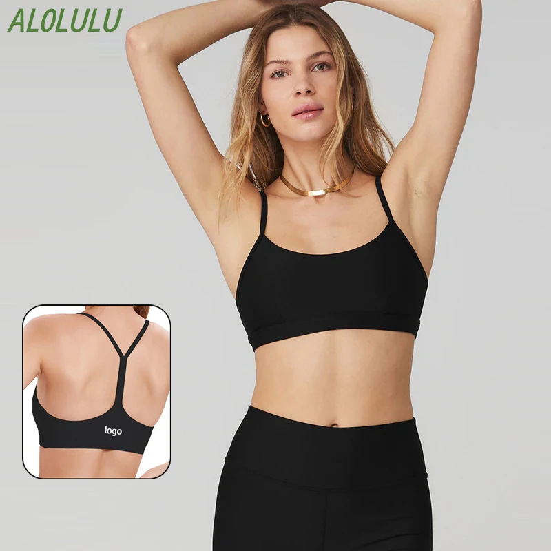 

AL0lulu Sports Bra Nylon Breathable Y-Back Hollow Gym Top Seamless With Logo Yoga Bra Outdoor Running Vest Dance Tube Top