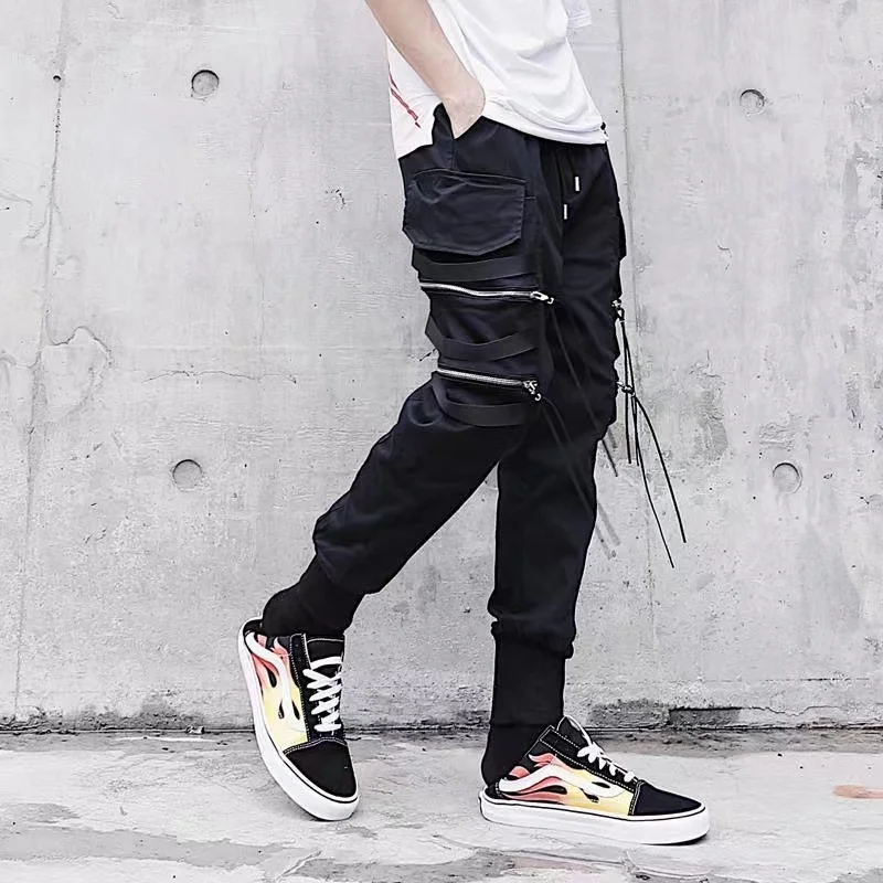 Men's Sets Black Hoodies+Pants Punk Graphic Zipper Hooded Sweatshirts Cargo Pant Men Oversized Loose Streetwear Suits 4