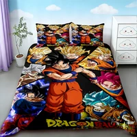 Housse de couette Dragon Ball Anime, douce et confortable, pour lit simple, double, king size, pour enfants et adultes, ensemble de trois pièces, drap décoratif 1