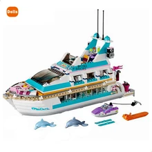 

Girls Series 41015 Holiday Boat 3D Dolphin Cruiser Building Blocks Children's Toys Compatible Friends Gifts Dolphin Yacht Toys