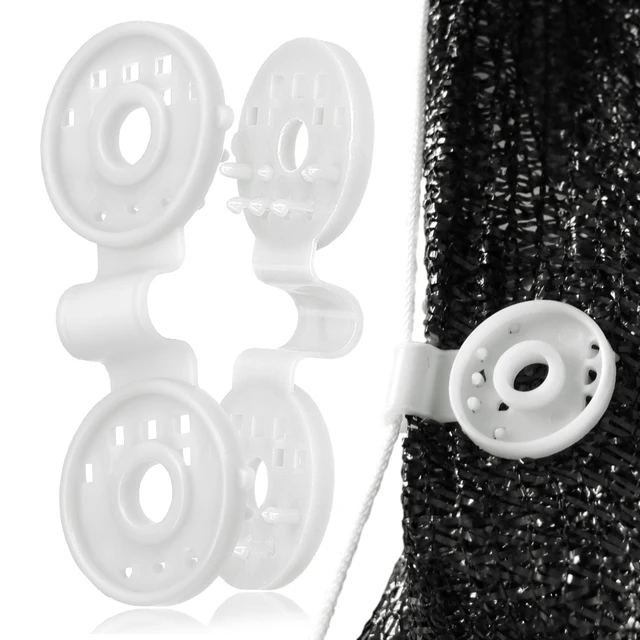 2-100Db Fehér Műanyag Tartó Klipek Kerti Üvegházhatású Kemping Napfényháló Rögzítő Bilincs Pavilon Szövet Árnyékszövet