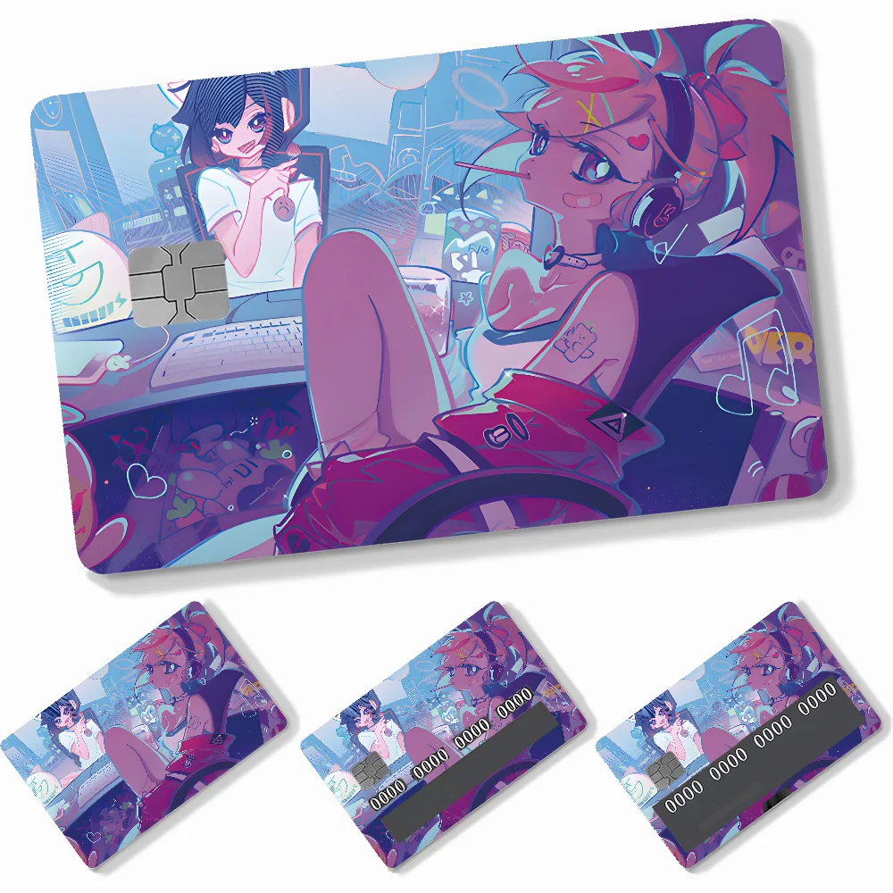 Popular Rhythm Game Muse Dash Doodle Stickers 4pcs PVC Credit Card Skin Stickers Removable Self-adhesive Protective Film