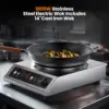 Stainless Steel Electric Wok Used For Home And Commercial,Temp From 140°F to 460°F,Concave Surface Dual Control 10 Power 24H Tim 6