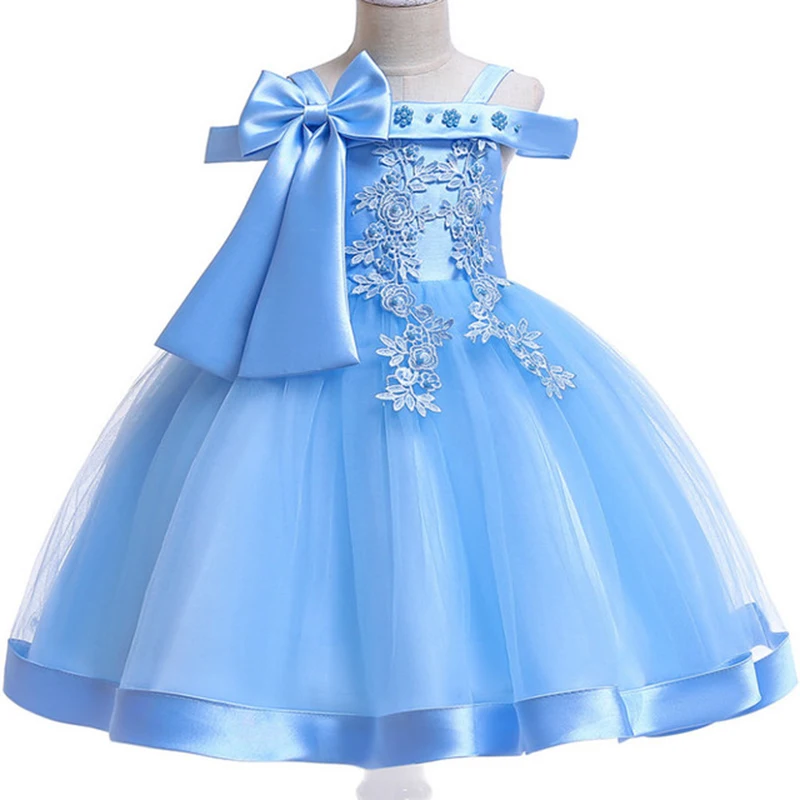 Elegant Girl Princess Dress Dots Bow Children Christmas Performance Show Costume Kids Dresses For Girls 2 4 8 10 Years