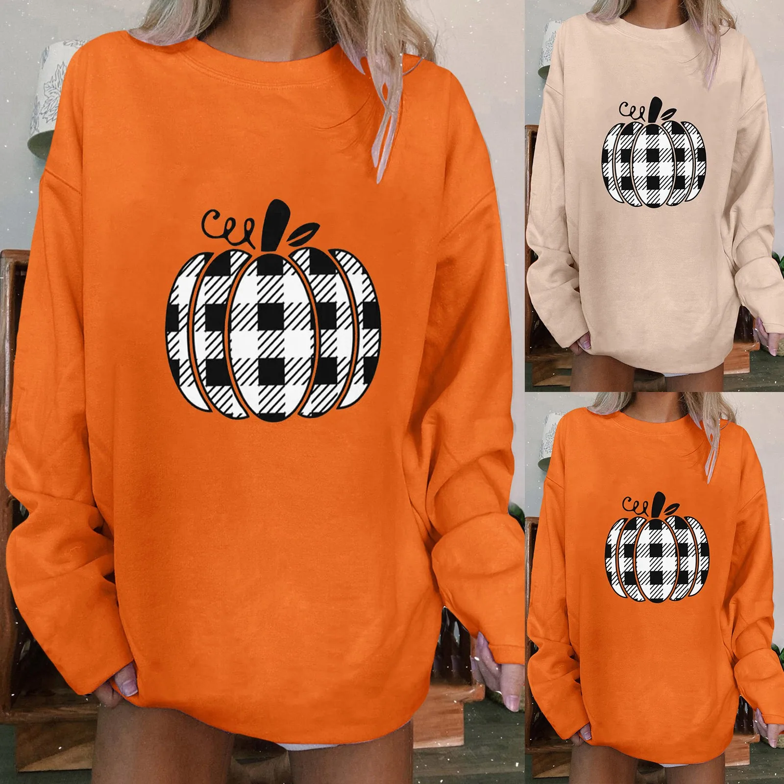 

Halloween Pumpkin Sweatshirt For Women Lovely Pattern Sweatshirts Early Autumn Women Long Sleeve Hoodies Pullovers Streetwear