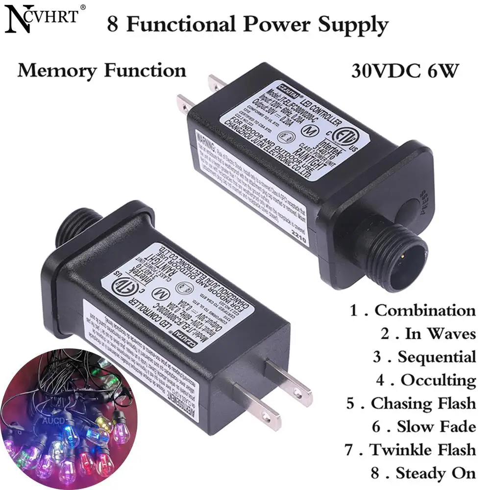 120W ライト電源アダプター アクセサリー LED照明付き電源アダプター,110vからdc,29v,6w,8モード