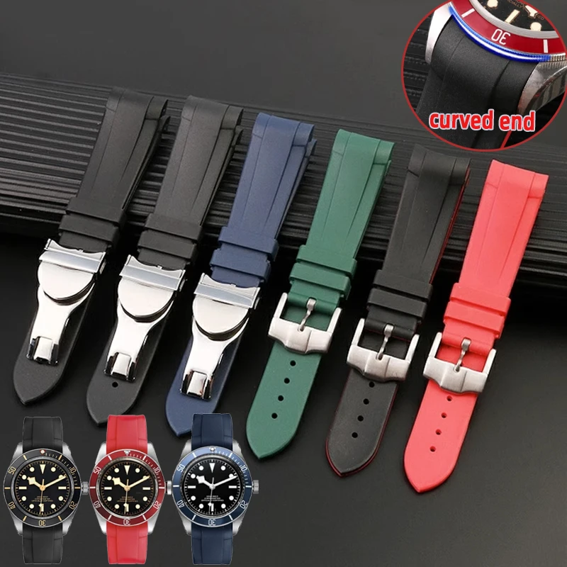 Horlogeband rubber 20mm zwart - goedkoopste online