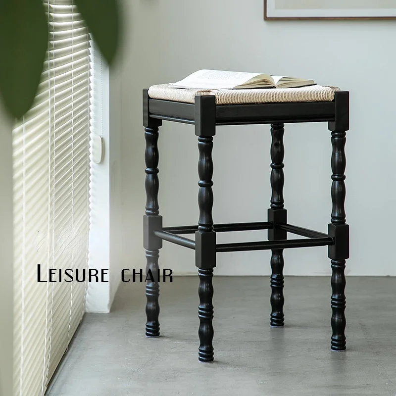French Medieval Solid Wood Bar Chair High-grade Nordic Contracted Designer Dining Chair Creative Home Bar Cafe High Stool