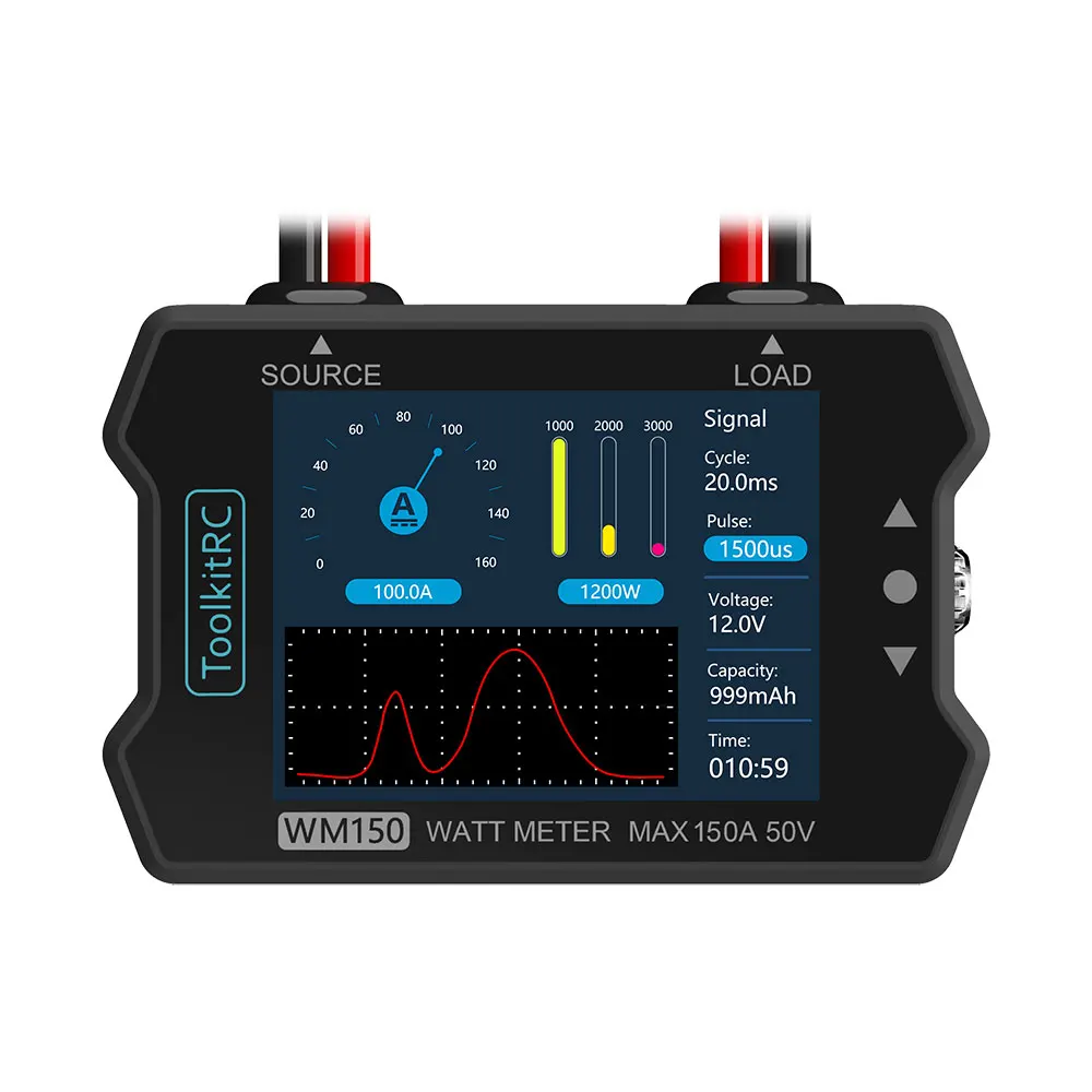 

Анализатор мощности ToolkitRC WM150, 1-50 в, 150 а, с ЖК-дисплеем, PWM выход