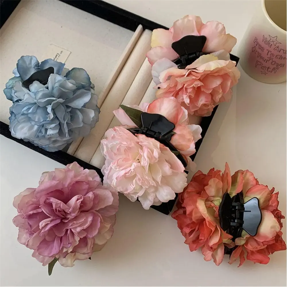 Pfingstrose Haar Krallen Vintage künstliche Blume Braut Haars pangen Haarschmuck Kopfschmuck Pfingstrose Blume Haars pangen Hochzeit – Detail 1