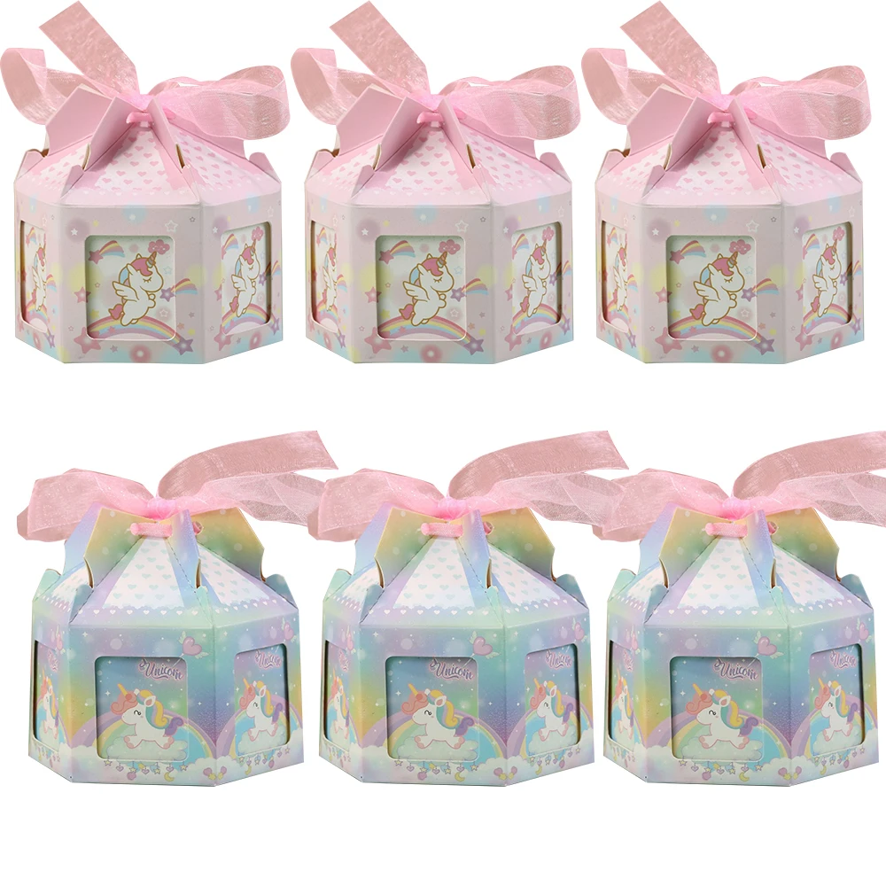 5 Pezzi Di Cartone Sacchetti Di Caramelle Unicorno Scatola Di Caramelle Blu Rosa Per Bambini Unicorno Decorazioni Per Feste Di Buon Compleanno Fornitu