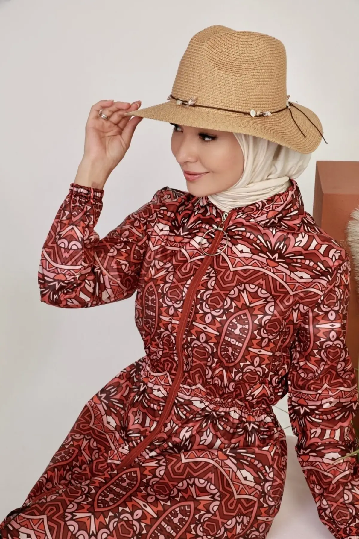 

Ethnic Pattern Top Hijab Swimwear Beach Clothing