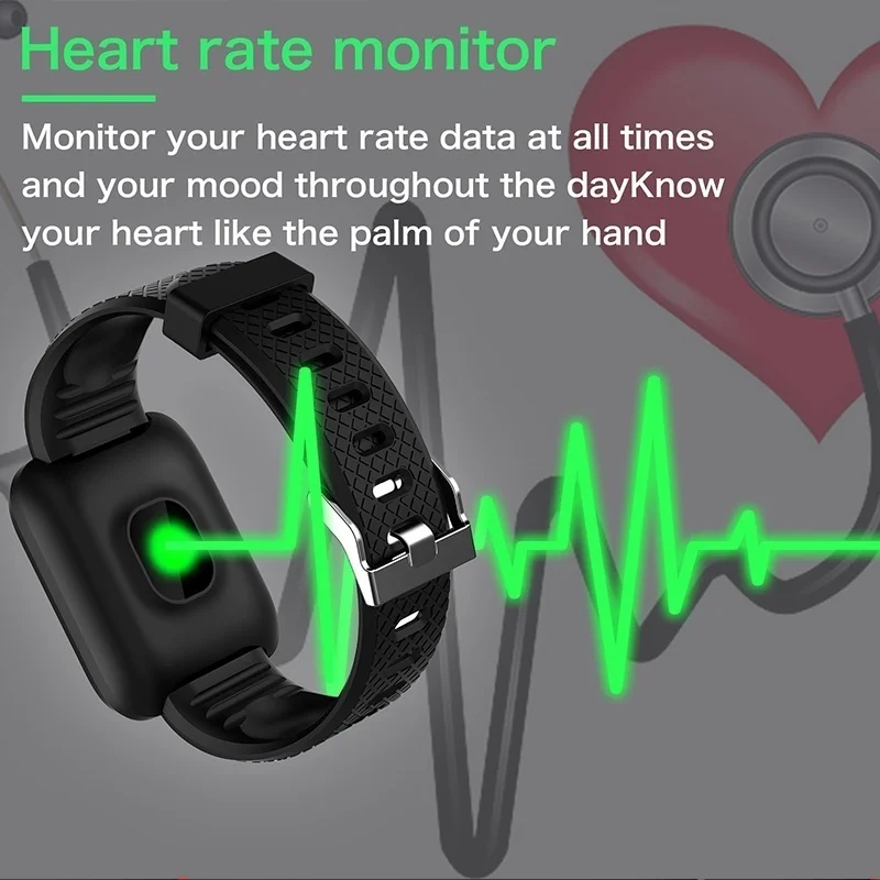 116 Plus Smart Watch Blood Pressure Monitor D13 Bluetooth Bracelet Heart Rate Monitoring Sport Tracker Pedometer For Android IOS