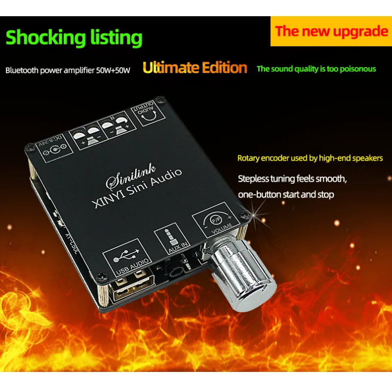 Xinyi mini áudio c50l/c100l estéreo bluetooth placa amplificador