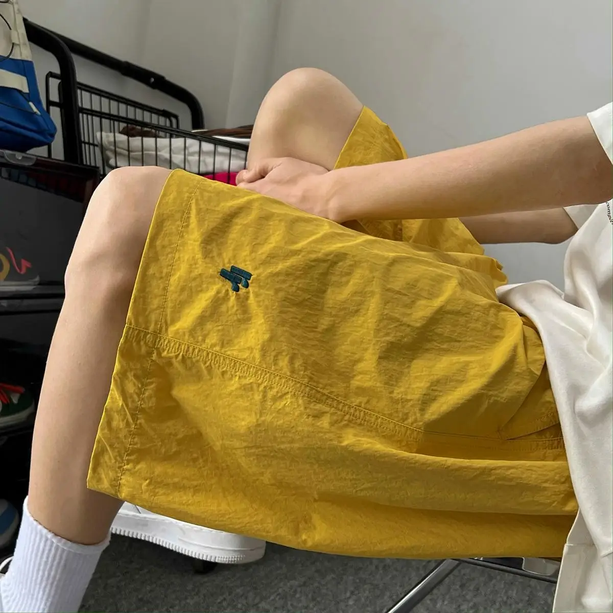 Embroidery Ice Silk Quick Drying Shorts Men Clothing Summer Trendy Loose Thin Basketball Pants Casual Breathable Beach Pants