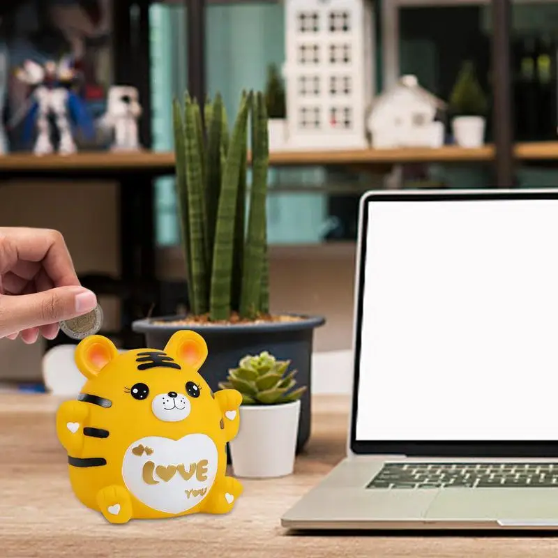 Kids Banks For Real Money Drop-proof Cute PVC Tiger Money Bank Large Capacity Toddler Financial Management Toy Cartoon Animal