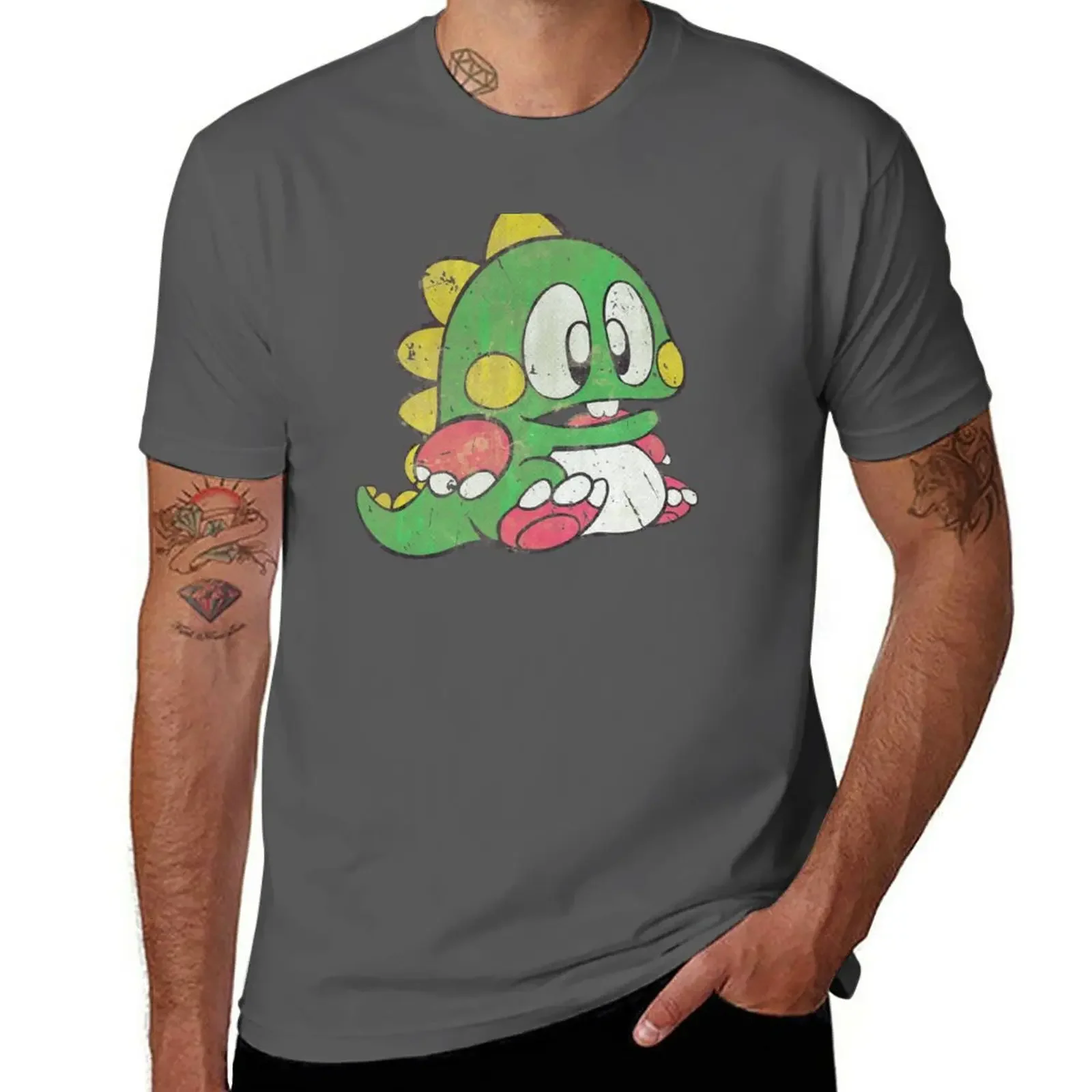 Green Dragon Vintage Bubble Bobble T-Shirt Cute Tops Plus Size Top Magliette Pesanti Per Uomo