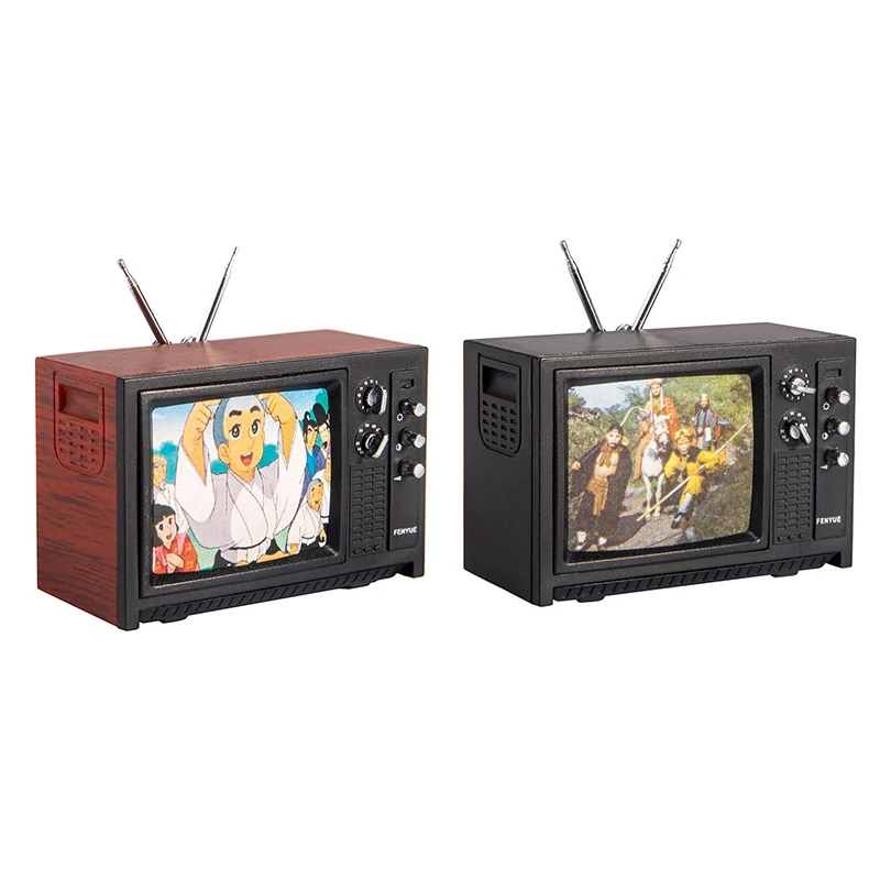1Pc 1:12 Dollhouse Miniature Television Vintage TV With Picture House Living Room Bedroom Furniture Model Decor Toy 4