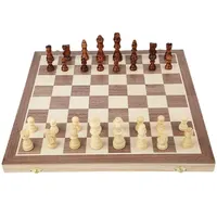 Chess Set Foldable Portable Solid Wood Chess Board Educational Games for Students and Kids Christmas Gift 1