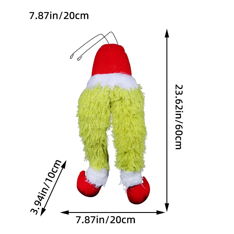 Grinch Plush Toy Green Haired Monster Head Hand Leg Doll Christmas Decorative Prop