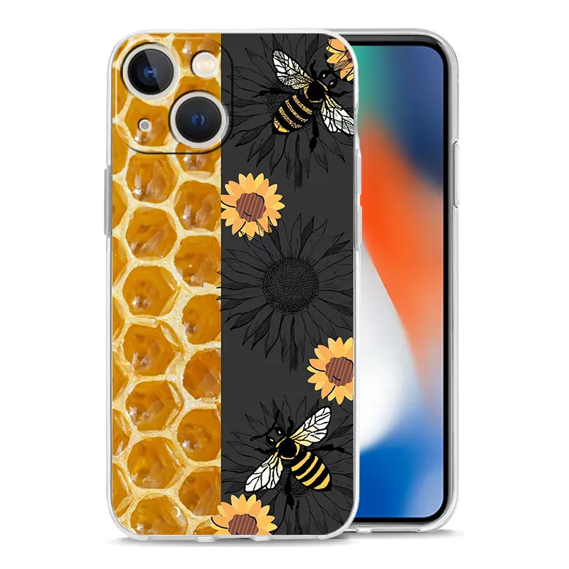 Clear Soft Bee Honey Design Phone Case