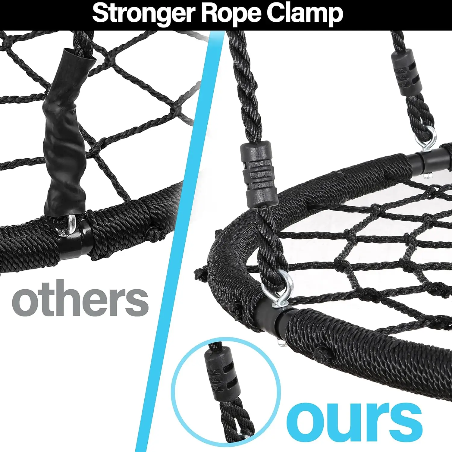 40'' Spider Web Tree Swing Round Net Swing Platform Rope Swing Set for Kids Adult, 71" Detachable Nylon Rope with Swivel 6
