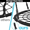 40'' Spider Web Tree Swing Round Net Swing Platform Rope Swing Set for Kids Adult, 71" Detachable Nylon Rope with Swivel 6