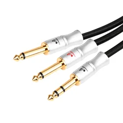 Premium Audio Splitter Cable for Amplifiers, Speakers, and Sound Mixers (6.5 to dual 6.5)