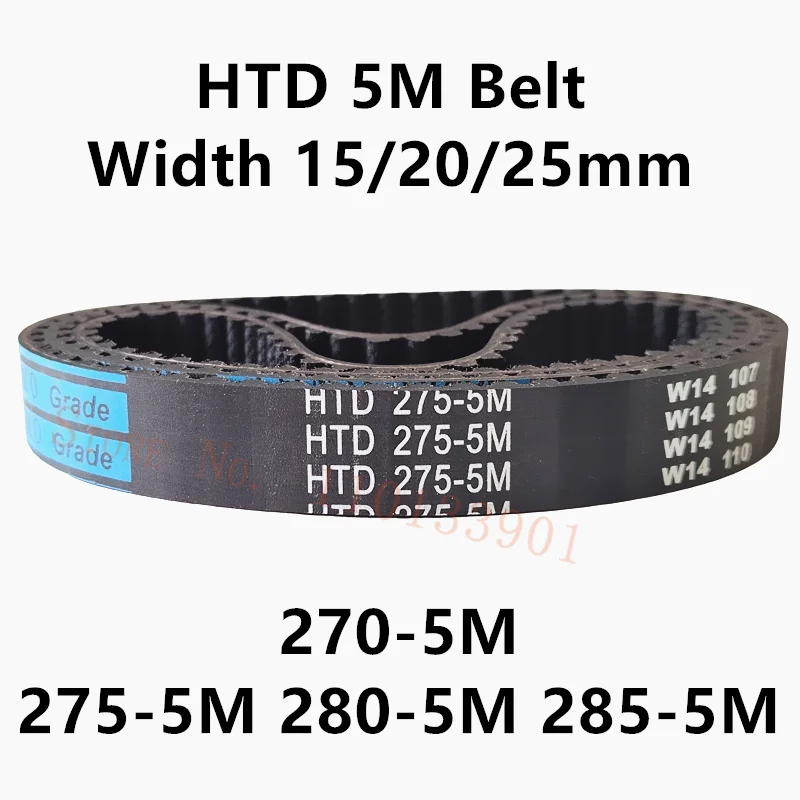 

HTD 5M Timing belt C=270/275/280/285 width 15/20/25mm Teeth 54 55 56 57 HTD5M synchronous Belt 270-5M 275-5M 280-5M 285-5M