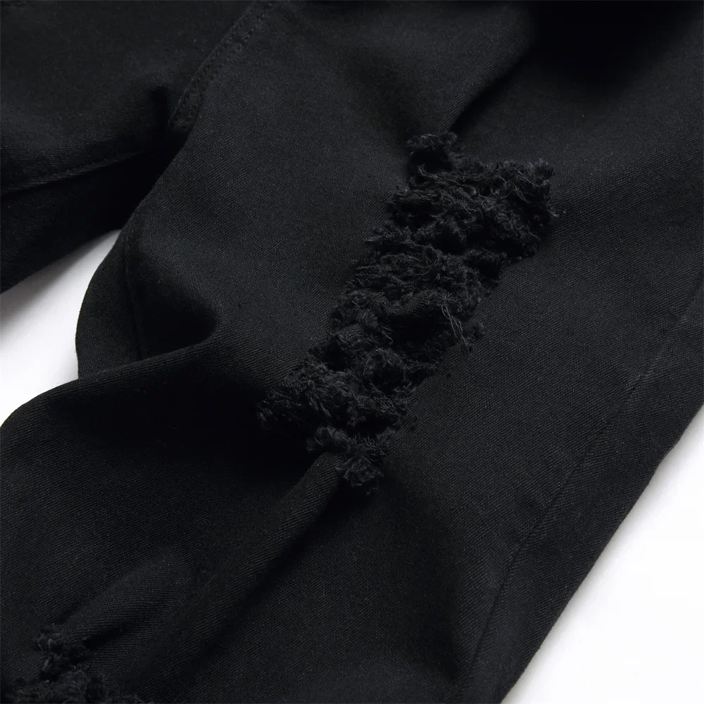 Spring Men Stylish Hip hop Ripped Skinny Jeans Pants Streetwear Male Holes Distressed Solid Slim Casual Denim Trousers