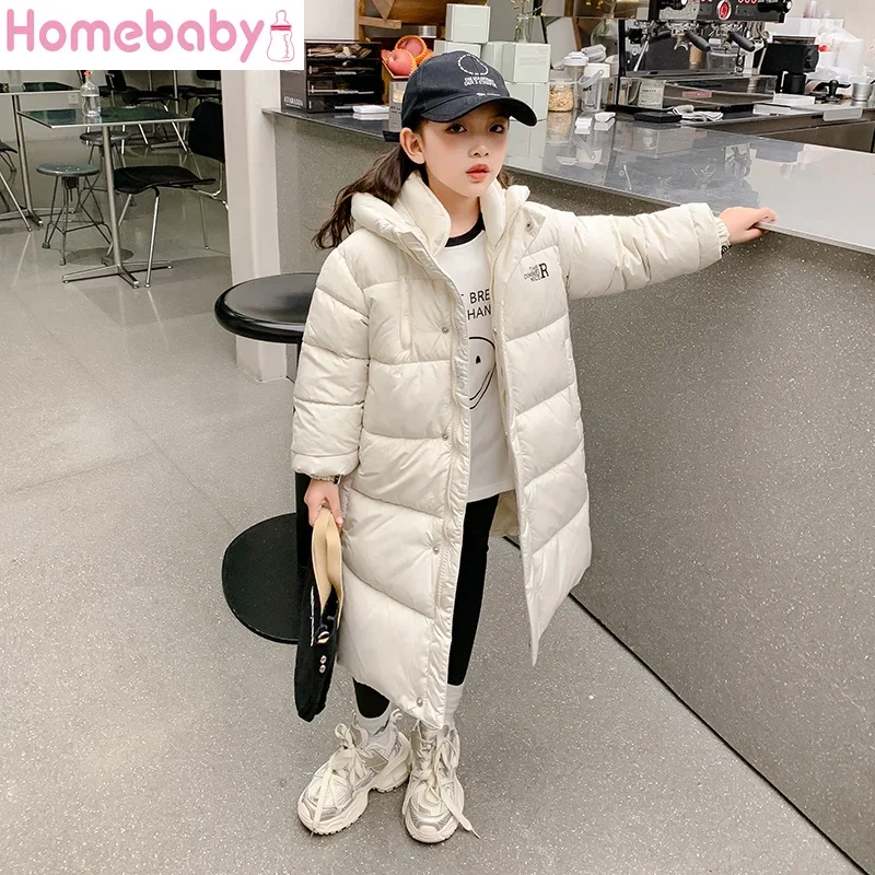 

Home Baby Boys Girls Cotton Padded Jacket Children Long Over-the-knee Korean Thickened Coats Kids Warm Keep Hooded Parkas CH179