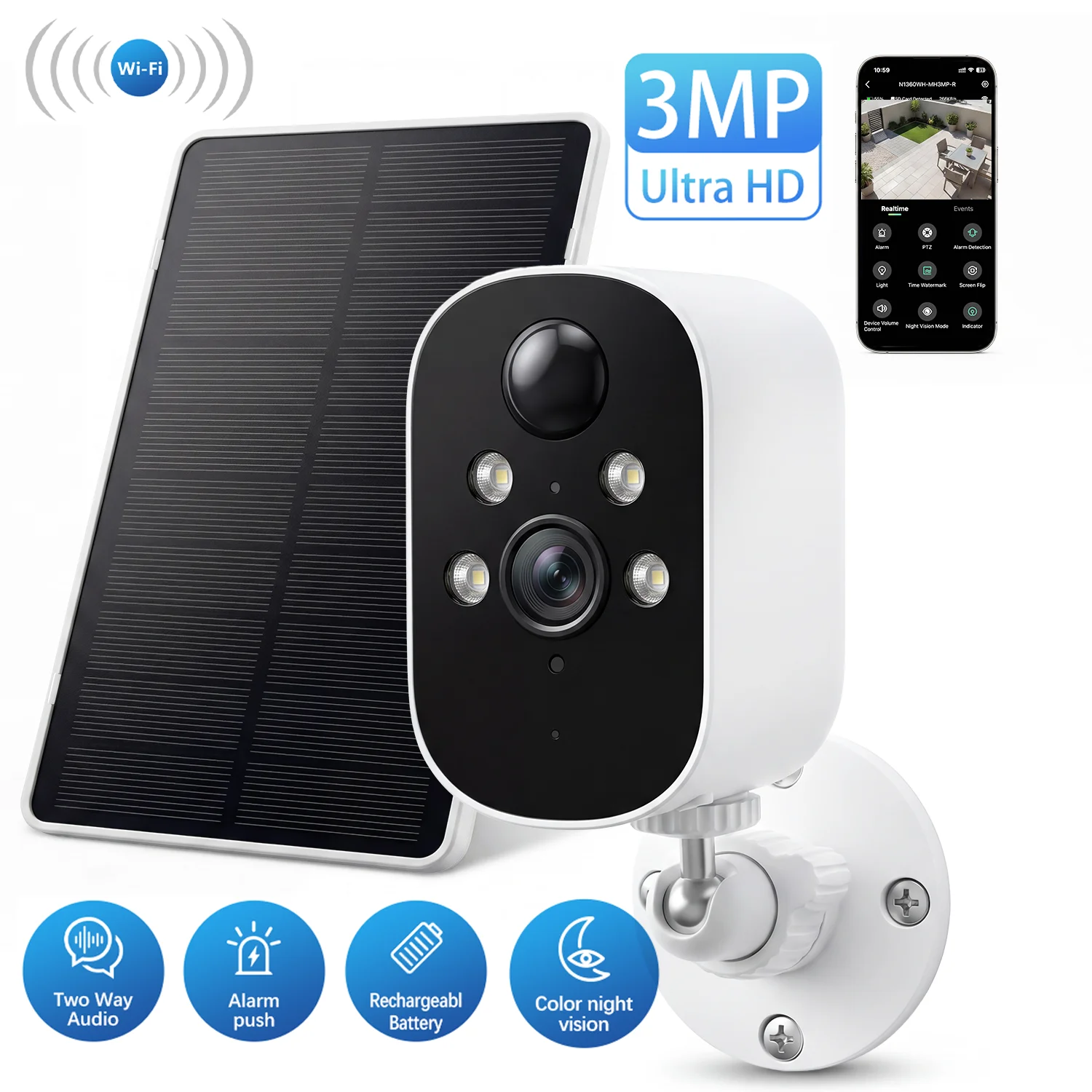 울링크 무선 보안 카메라 실외 3MP 태양광 배터리 WIFI 감시 카메라 PTZ 컬러 야간 투시경 PIR 인체 감지