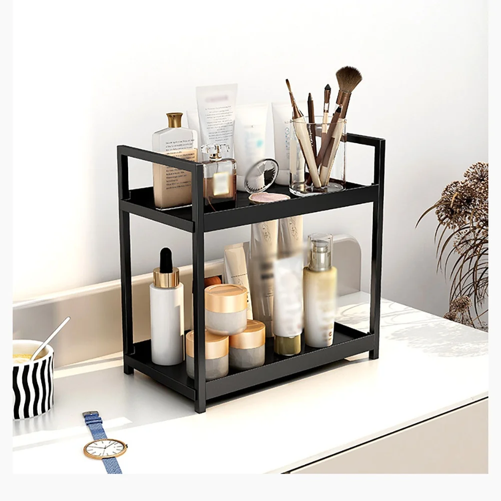 2-stufiges Küchenthekenregal, Badezimmer-Arbeitsplatten-Organizer, Arbeitsplatten-Aufbewahrungsregal für Wohnzimmer, Schlafzimmer, Schminktisch – Detail 12