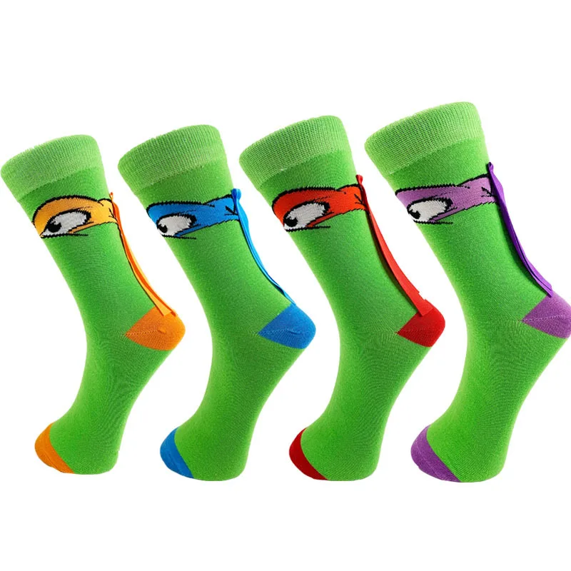 

Fun Teenage Mutant Ninja Turtles Socks Men High Quality Fashion Anime Cartoon Casual Sports Skateboard Crew Casual Crazy Socks