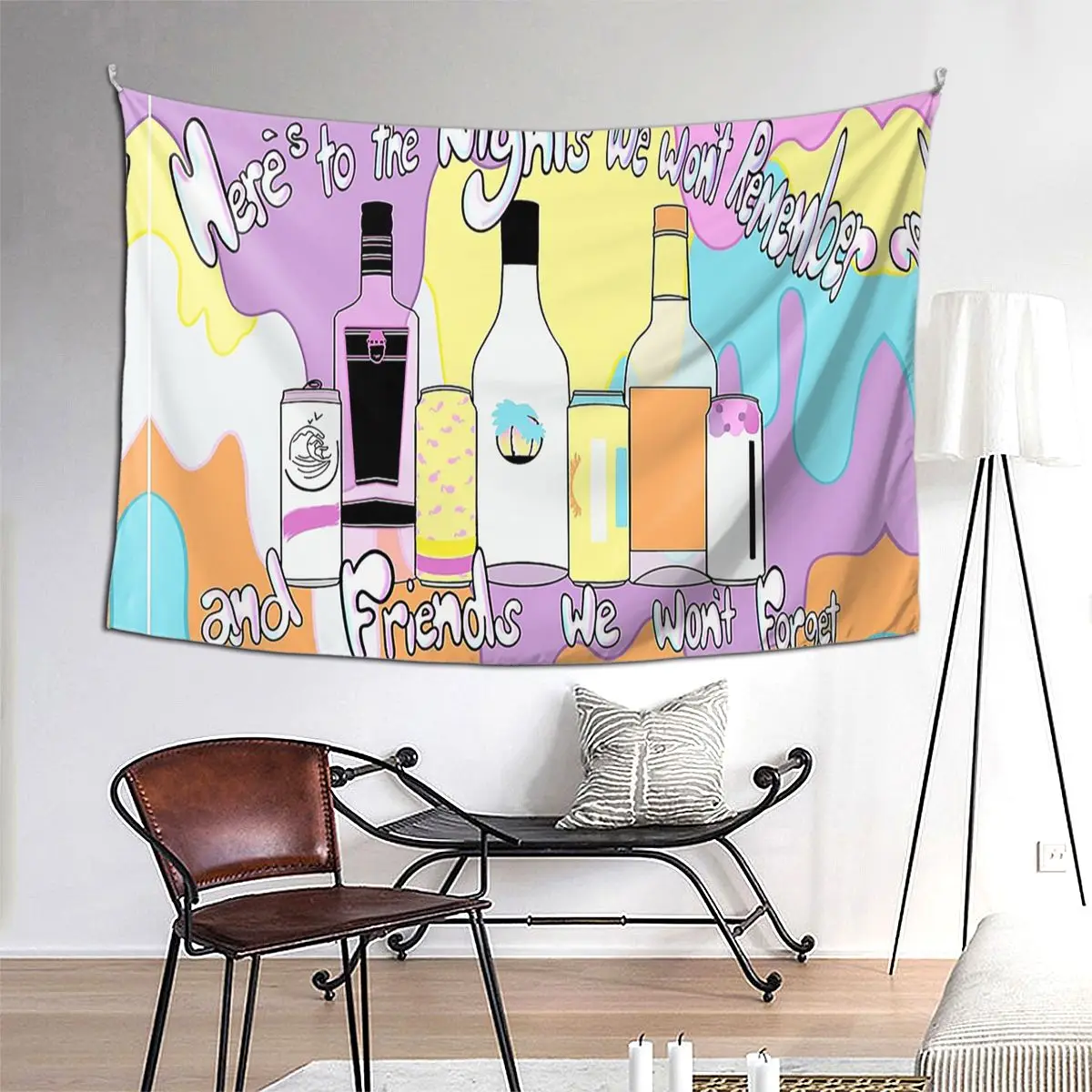 

Nights We Won't Remember And Friends We Won't Forget Tapestry Wall Hanging Aesthetic Home Tapestries for Living Room Bedroom