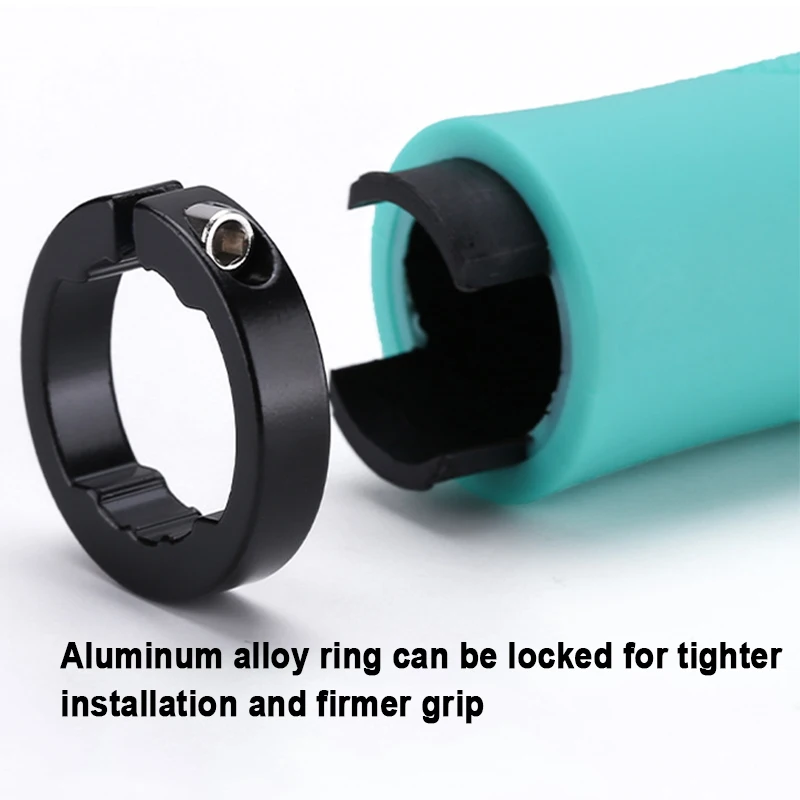 Rubber Shockproof Non-Slip Handlebar Grips with Aluminum Alloy Lock Cuffs for Balance and Mountain Bikes