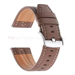 Vintage Genuine Leather Quick Release Watch Band - 22mm Cowhide Sport Bracelet - 22mm (Light Brown)