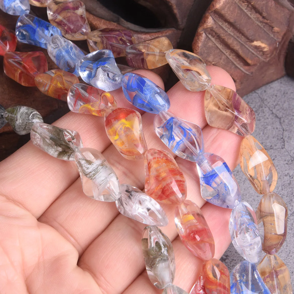 Perle Di Vetro Ovali Sfaccettate Grandi Da 16 Mm Fatte A Mano - Scelta Di Colori - 10 Pezzi - Italia - Foto 13