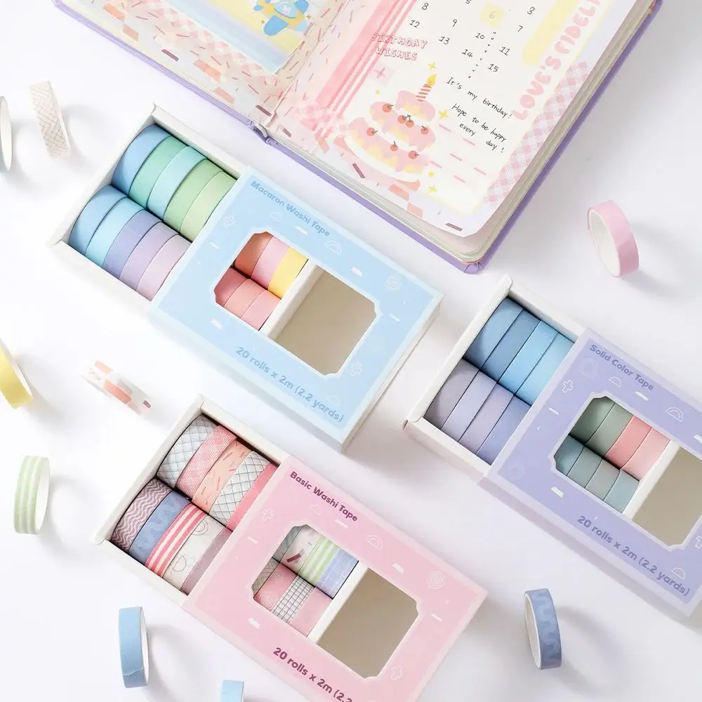 Washi Tape Set 20 Rolls 10mm Wide 2m Long Masking Tape For Journaling Scrapbooking Notebook