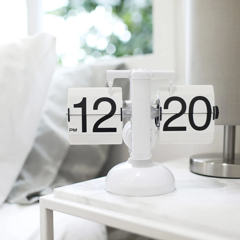 

Vintage Flip Page Clock Automatic Page Turning Quartz Time Clocks Decor for Home Bedroom Office Desktop Decoration Children Gift