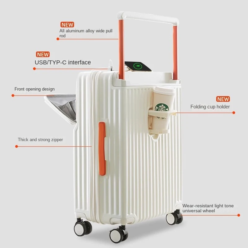 2024 New Wide Pull Bar Luggage Women's Multi-Functional 20