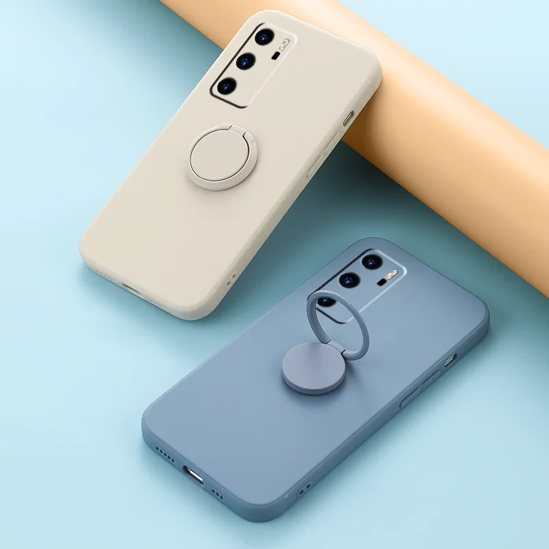 Ultimate Grip Square Silicone Phone Case with 360° Rotating Ring & Stand