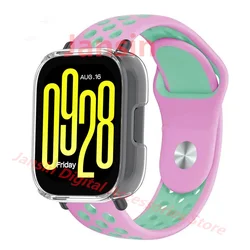 Silicone Sport Bracelet with Hollow Out Design - Universal Smartwatch Strap Accessories for Redmi Watch 5 Active (Clear Pink Green)