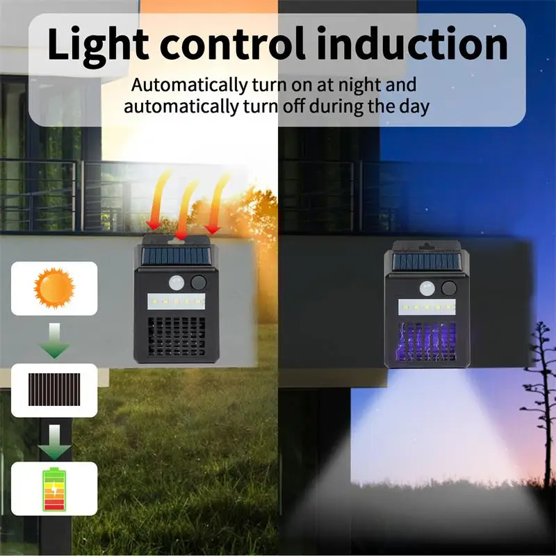 Customizable Solar Mosquito Killer Wall Lamp 2 IN 1 LED Solar Mosquito Killing Wall Lamp Outdoor Ultraviolet Electric Shock