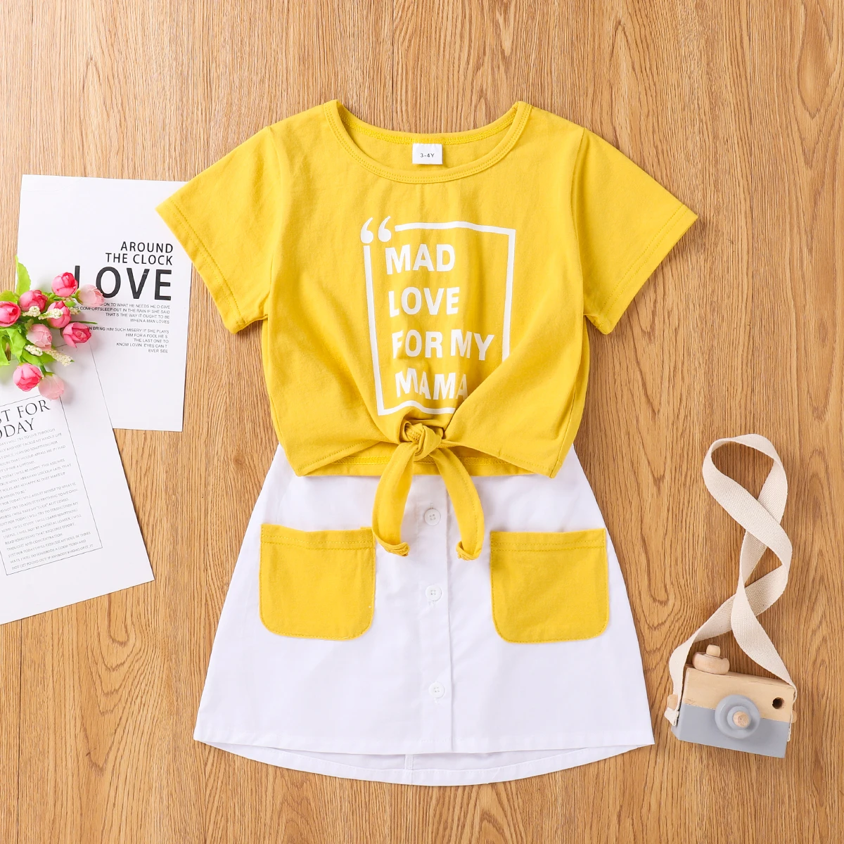 

Letter Crew neck Casual Summer Short Sleeve Girls Cotton