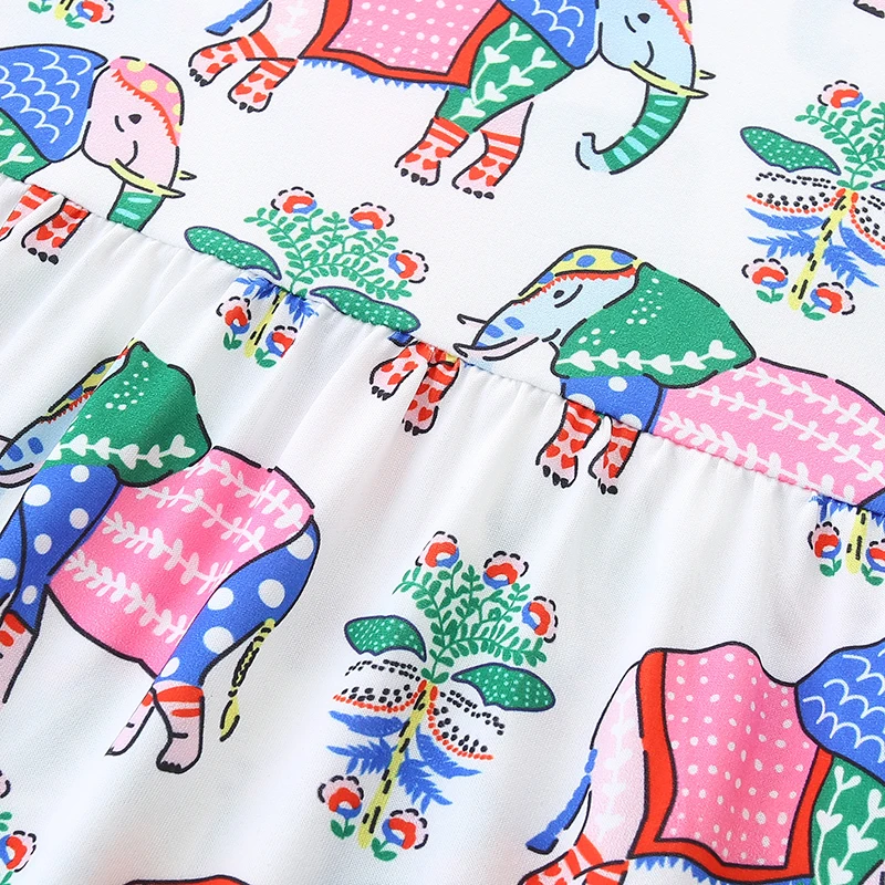 Children's Clothing Kids Clothes Baby Girls 2025 Summer New Cartoon Elephants Dresses 3-8Years