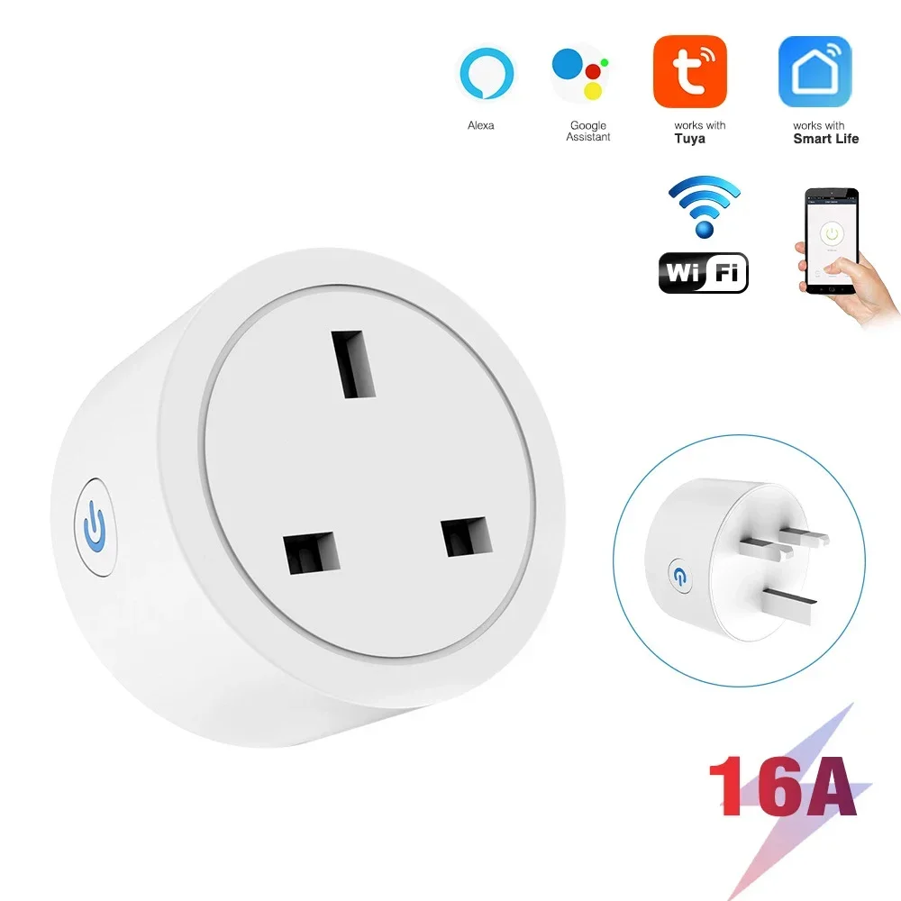 

Tuya WiFi 16A/20A UK Plug Mini Socket Remote Voice Control with Energy Monitor Timer Smart Google Home Alexa